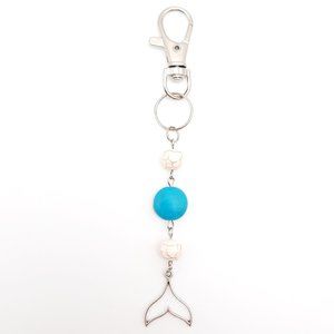 Mermaid Tail Turquoise Howlite Chakra Gemstone Keychain Handmade Accessory